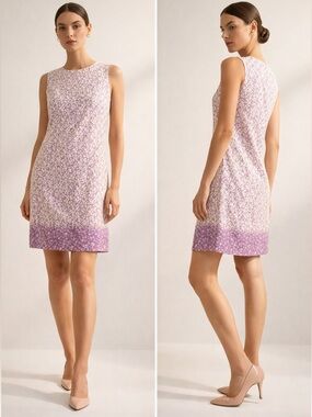 Talbots 100 Silk Floral Shift Summer Dress Purple Minimal Luxe Vintage Size 10